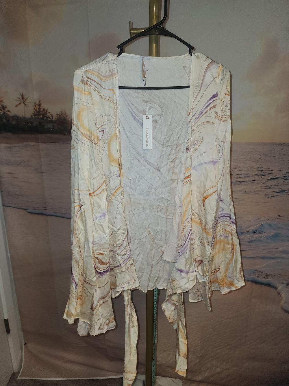 Olivaceous Marble-Print Cream and Lavender Skirt
